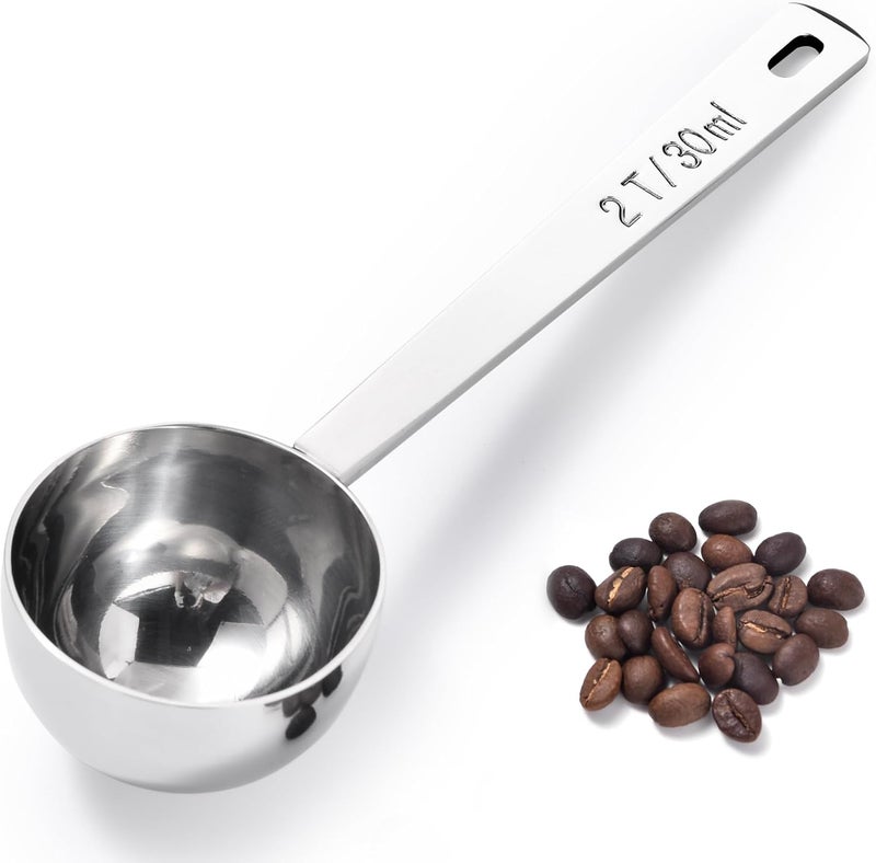Doosu 18/8 Stainless Steel Coffee Scoop, Food-Grade Metal Measuring Spoon with 4.3in Long Handle, Tablespoon Scooper for Coffee Beans, Ground Coffee, Espresso, Protein Powders, Tea, Sugar (2 Tbsp) - Image 1